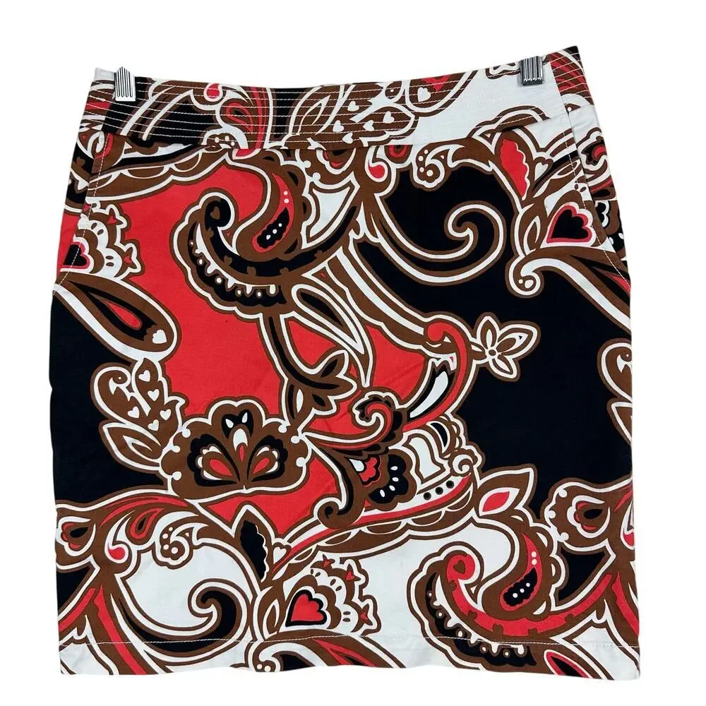 Merona‎ Y2K Paisley Print Mini Skirt Size 8 Retro Boho Festival Retro Resortwear
